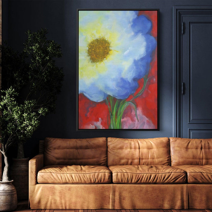 White Abstract Flower Print - Canvas Art by Kanvah