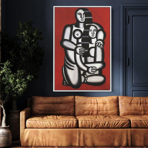 Two Figures, naked on red bottom by Fernand Leger - Canvas Artwork