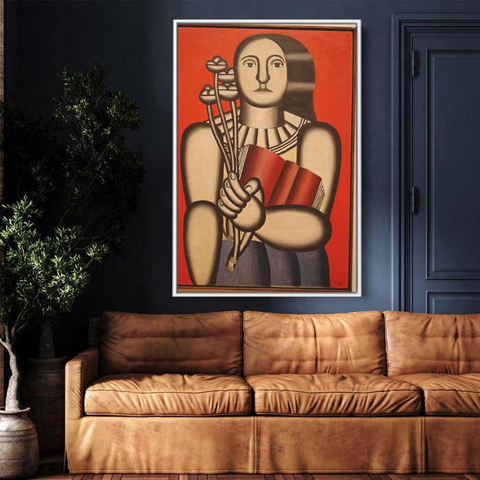 Woman with a Book by Fernand Leger - Canvas Artwork