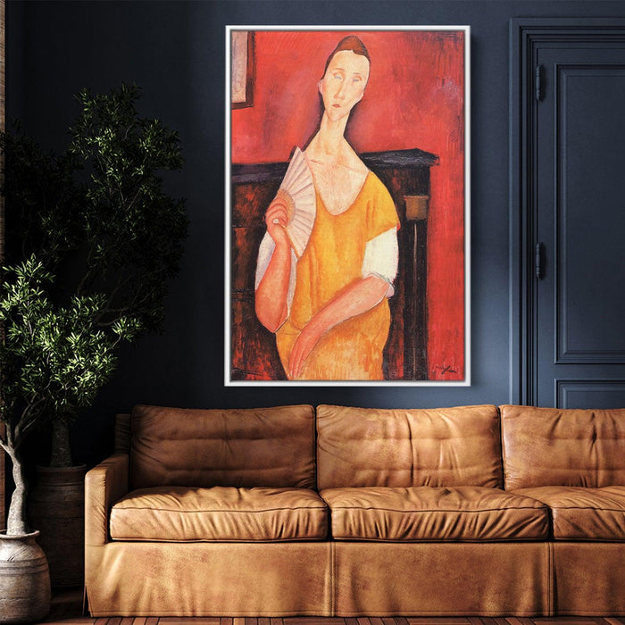 Woman with a Fan (Lunia Czechowska) by Amedeo Modigliani - Canvas Artwork