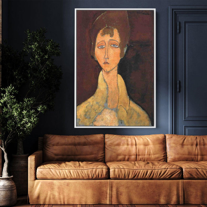 Woman with White Coat by Amedeo Modigliani - Canvas Artwork