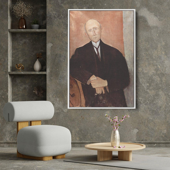 Sitting man on orange background by Amedeo Modigliani - Canvas Artwork