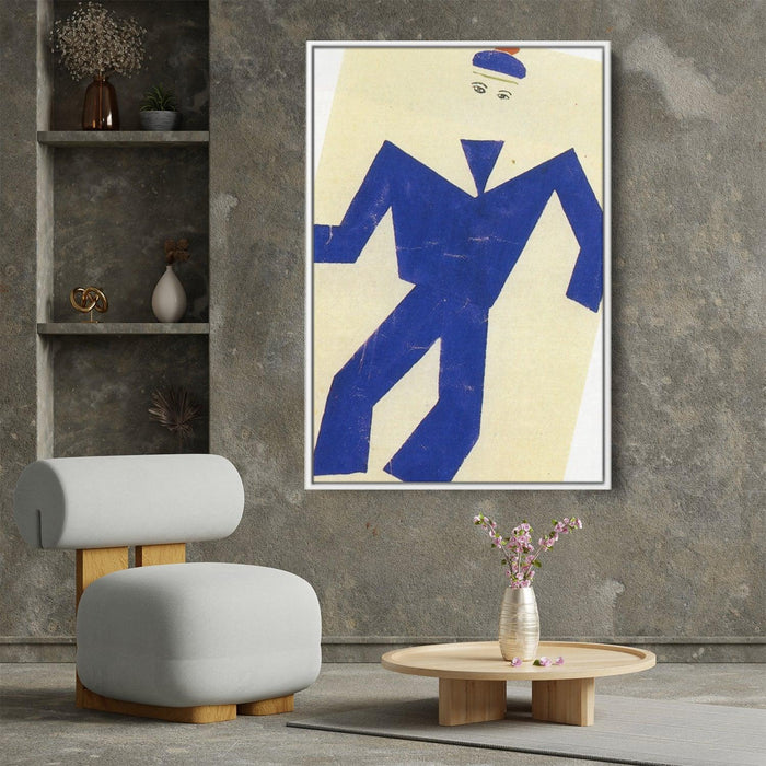 Skating Rink Marine blue and red drawing of costume by Fernand Leger - Canvas Artwork