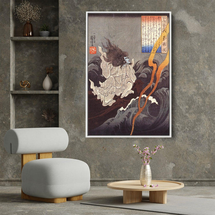 Sotoku invoking a thunder storm by Utagawa Kuniyoshi - Canvas Artwork