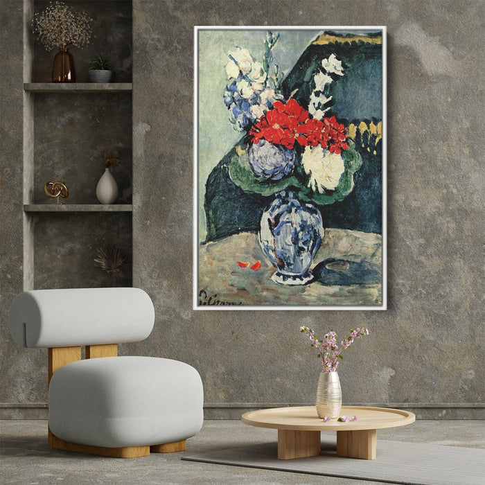 Still life, Delft vase with flowers by Paul Cezanne - Canvas Artwork