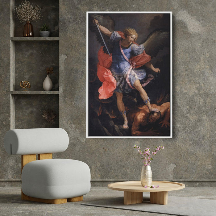 The Archangel Michael defeating Satan by Guido Reni - Canvas Artwork