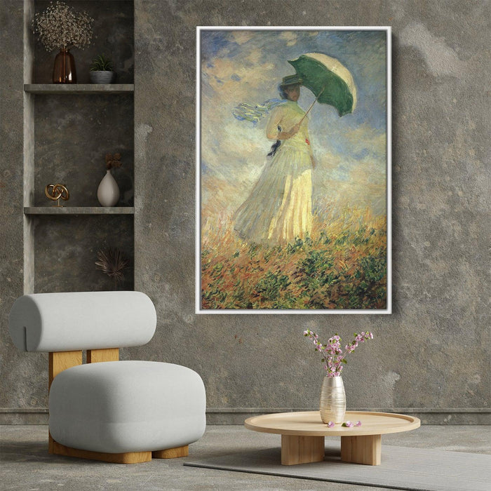Woman with a Parasol, Facing Right (also known as Study of a Figure Outdoors (Facing Right)) by Claude Monet - Canvas Artwork