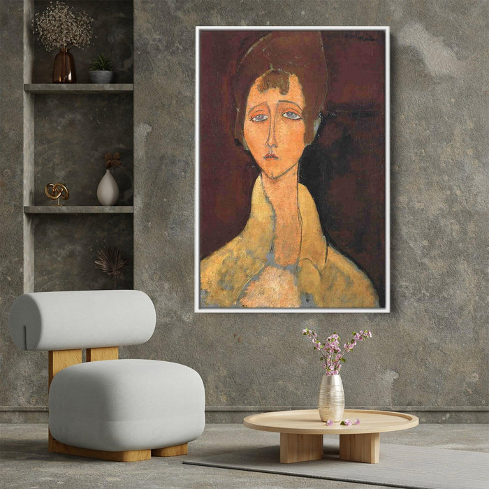 Woman with White Coat by Amedeo Modigliani - Canvas Artwork