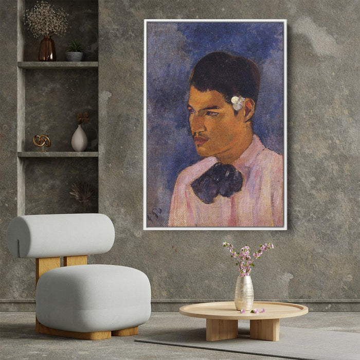 Young Man with a Flower Behind his Ear by Paul Gauguin - Canvas Artwork