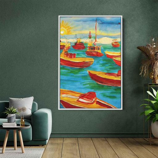 Line Art Sunset Boats #203 - Kanvah