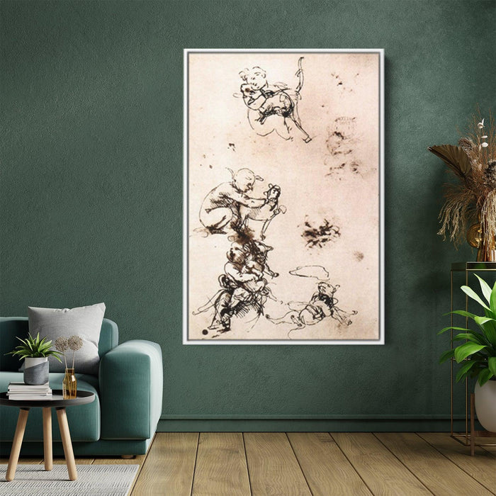 Study of a child with a cat by Leonardo da Vinci - Canvas Artwork