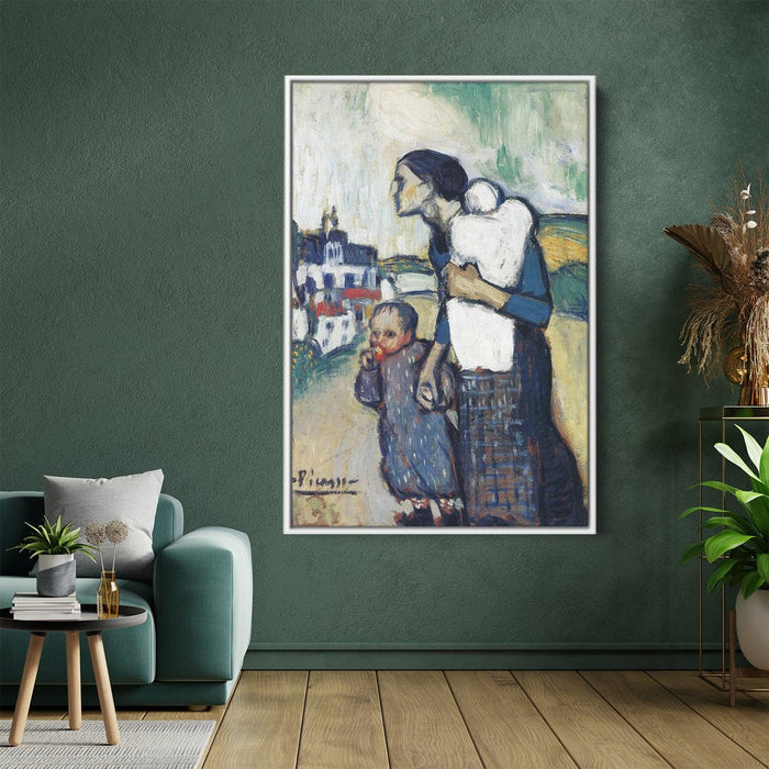 The mother leading two children by Pablo Picasso - Canvas Artwork