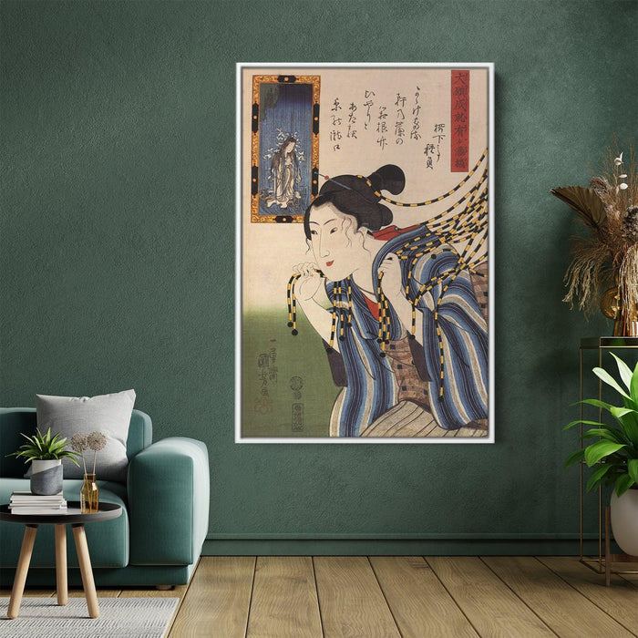Woman walkin throught a noren by Utagawa Kuniyoshi - Canvas Artwork
