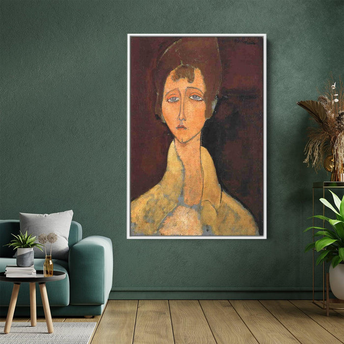 Woman with White Coat by Amedeo Modigliani - Canvas Artwork