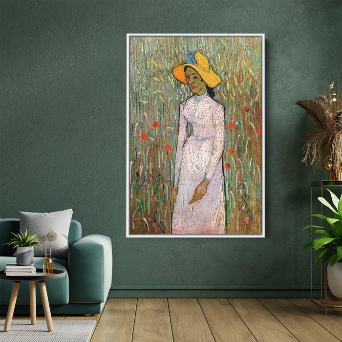 Young Girl Standing Against a Background of Wheat by Vincent van Gogh - Canvas Artwork