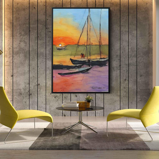 Line Art Sunset Boats #202 - Kanvah