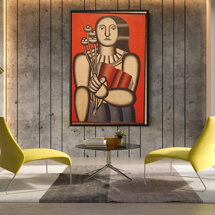 Woman with a Book by Fernand Leger - Canvas Artwork