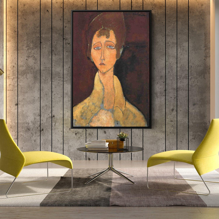 Woman with White Coat by Amedeo Modigliani - Canvas Artwork