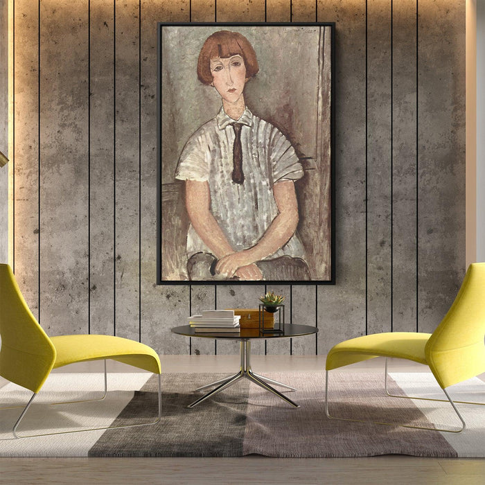 Young Girl in a Striped Shirt by Amedeo Modigliani - Canvas Artwork