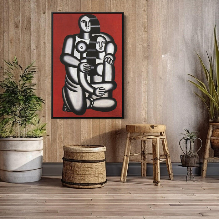 Two Figures, naked on red bottom by Fernand Leger - Canvas Artwork