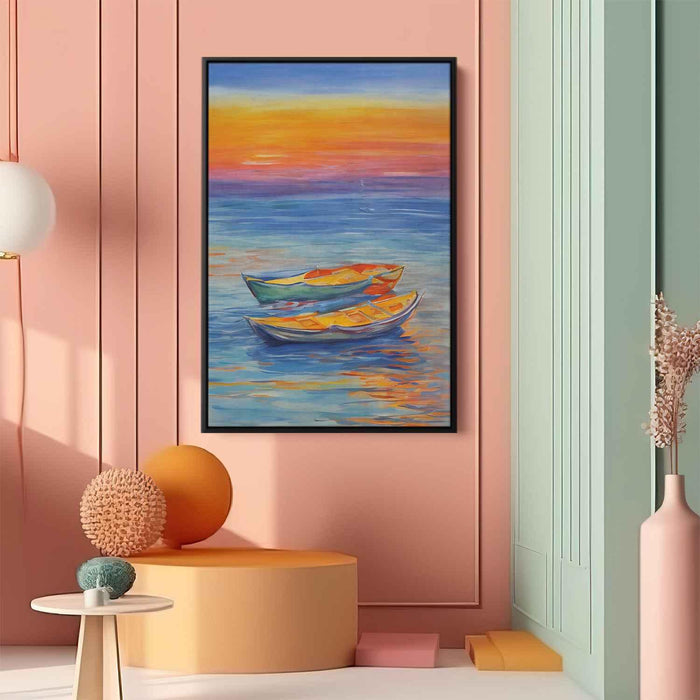 Line Art Sunset Boats #226 - Kanvah