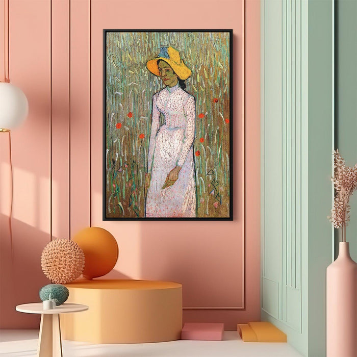 Young Girl Standing Against a Background of Wheat by Vincent van Gogh - Canvas Artwork