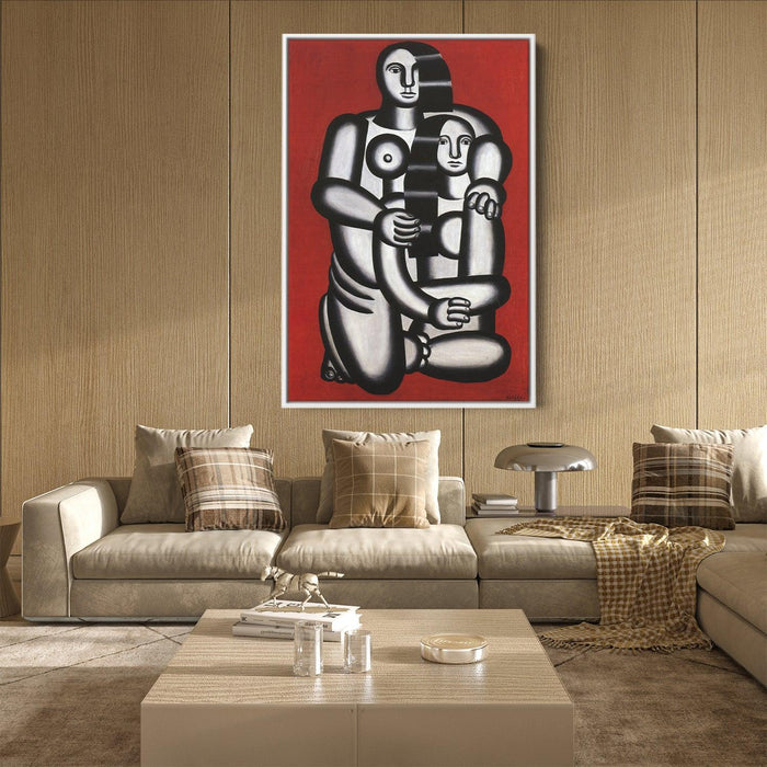 Two Figures, naked on red bottom by Fernand Leger - Canvas Artwork