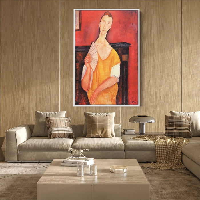 Woman with a Fan (Lunia Czechowska) by Amedeo Modigliani - Canvas Artwork