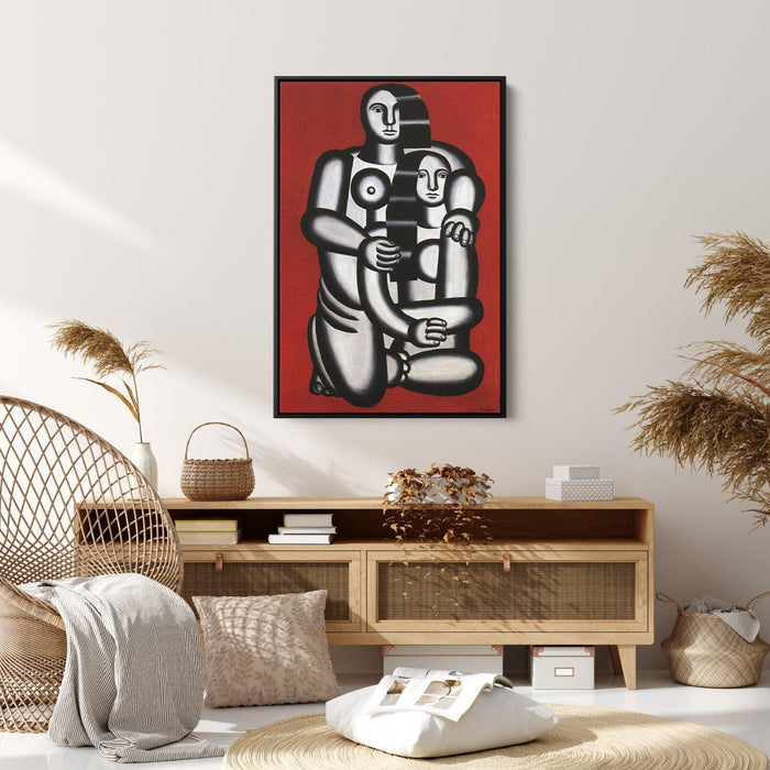 Two Figures, naked on red bottom by Fernand Leger - Canvas Artwork