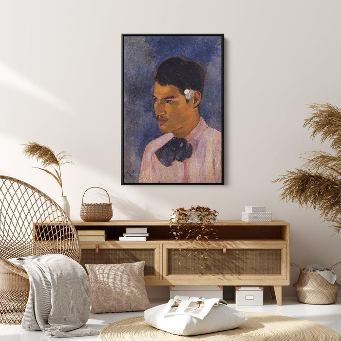 Young Man with a Flower Behind his Ear by Paul Gauguin - Canvas Artwork