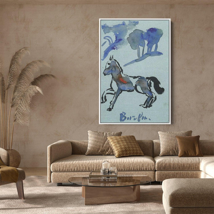 A blue horse by David Burliuk - Canvas Artwork