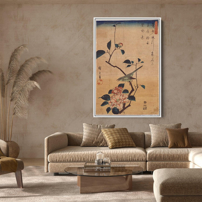 Camellia and Bush Warbler by Hiroshige - Canvas Artwork