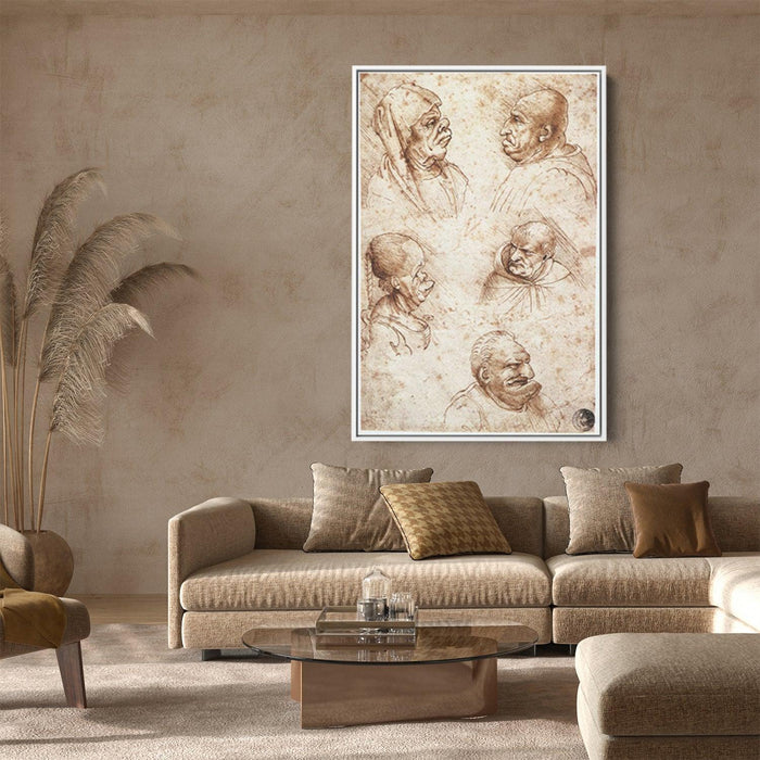 Five caricature heads by Leonardo da Vinci - Canvas Artwork