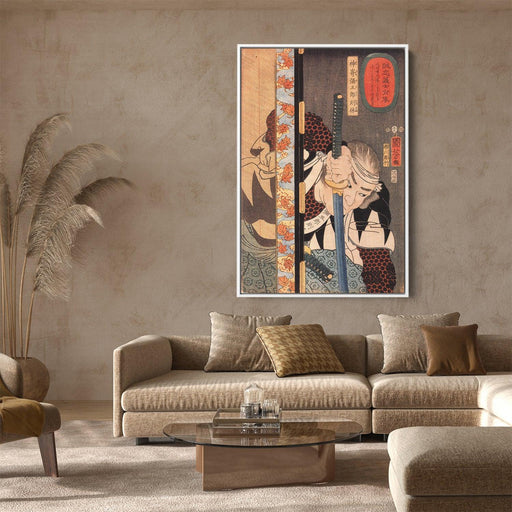 Kansaki Yagoro Noriyasu seen behind a transparent screen by Utagawa Kuniyoshi - Canvas Artwork