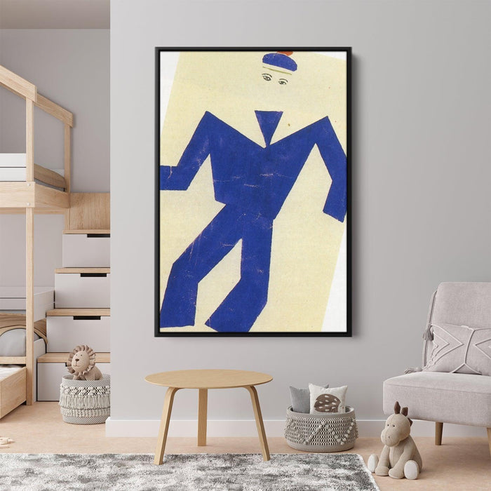 Skating Rink Marine blue and red drawing of costume by Fernand Leger - Canvas Artwork