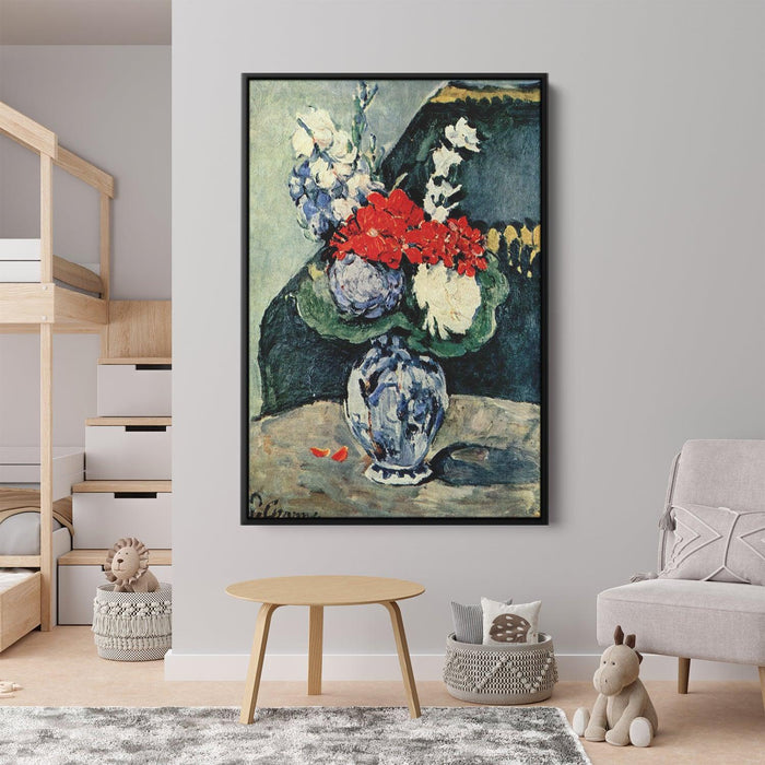 Still life, Delft vase with flowers by Paul Cezanne - Canvas Artwork