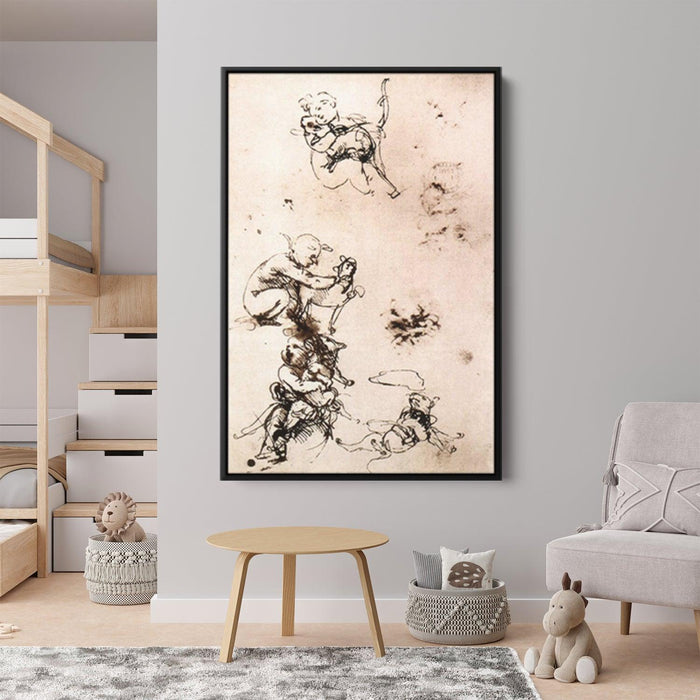 Study of a child with a cat by Leonardo da Vinci - Canvas Artwork