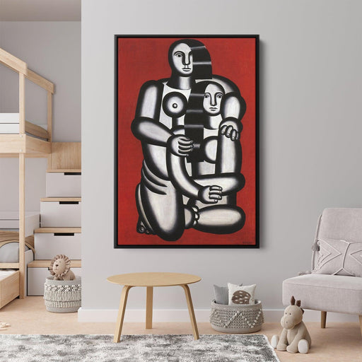 Two Figures, naked on red bottom by Fernand Leger - Canvas Artwork