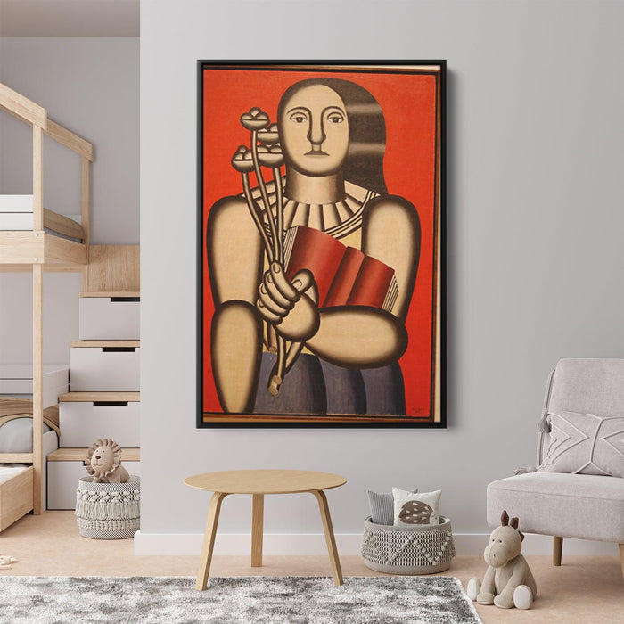 Woman with a Book by Fernand Leger - Canvas Artwork