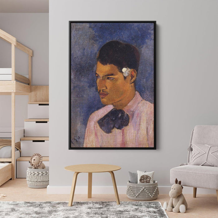 Young Man with a Flower Behind his Ear by Paul Gauguin - Canvas Artwork