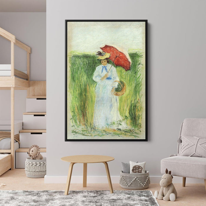 Young Woman with an Umbrella by Camille Pissarro - Canvas Artwork