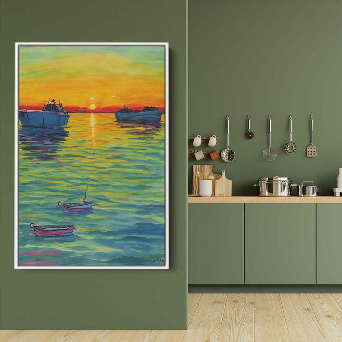 Line Art Sunset Boats #211 - Kanvah