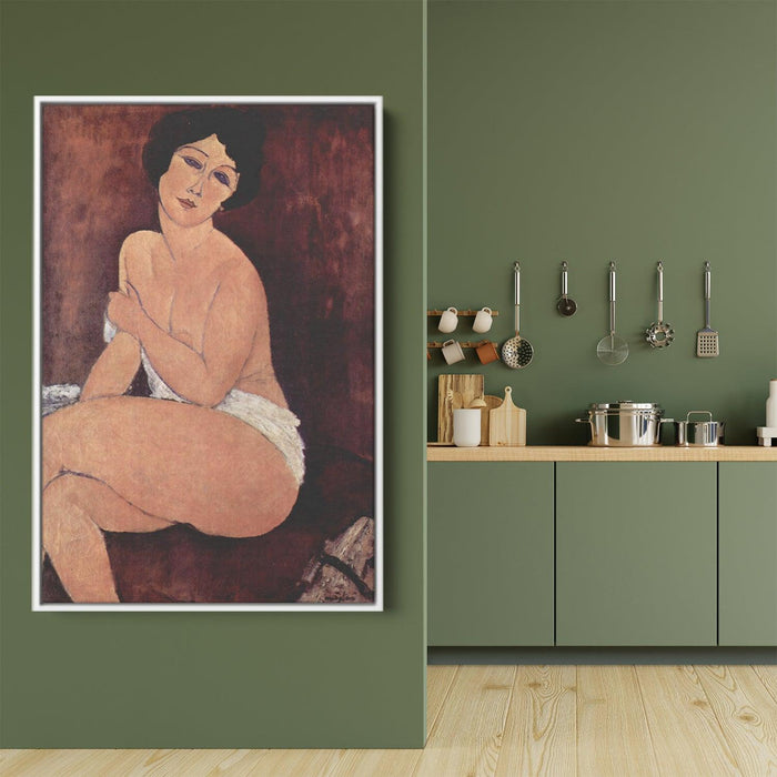 Nude seating on a sofa by Amedeo Modigliani - Canvas Artwork
