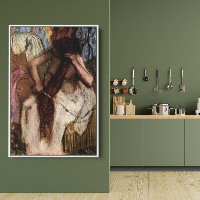 Seated Woman Combing Her Hair by Edgar Degas - Canvas Artwork