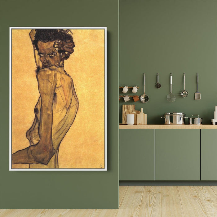 Self Portrait with Arm Twisting above Head by Egon Schiele - Canvas Artwork