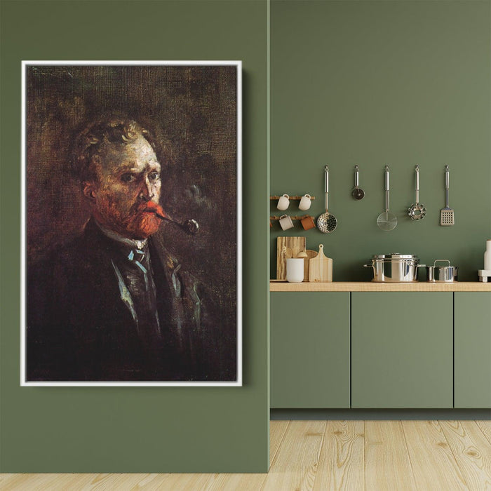 Self-Portrait with Pipe by Vincent van Gogh - Canvas Artwork