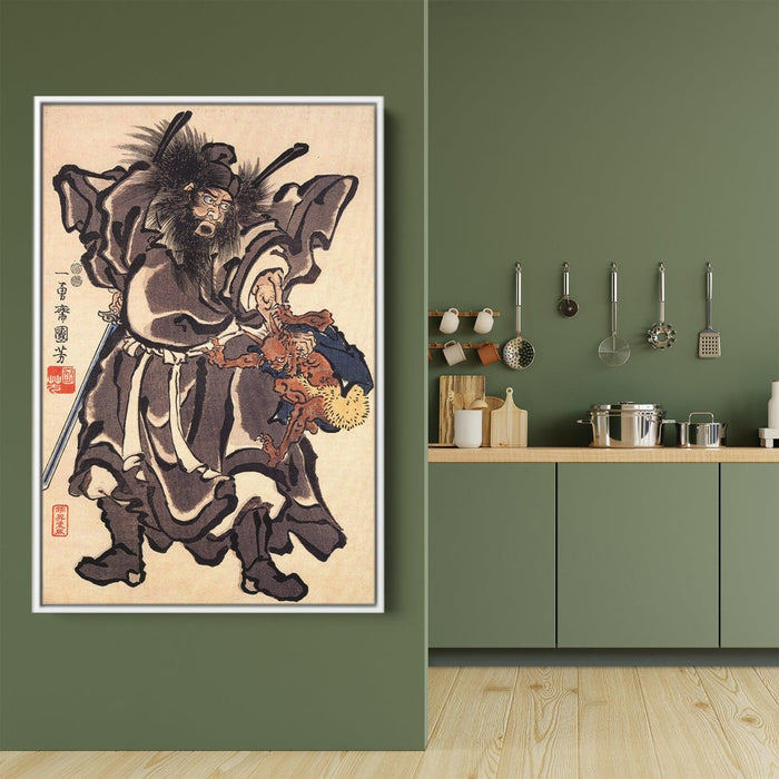 Shoki and Demon, Edo period by Utagawa Kuniyoshi - Canvas Artwork