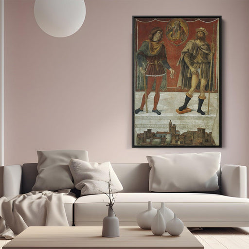 Saints Rocco and Romanee in the view of the town Deruta by Pietro Perugino - Canvas Artwork