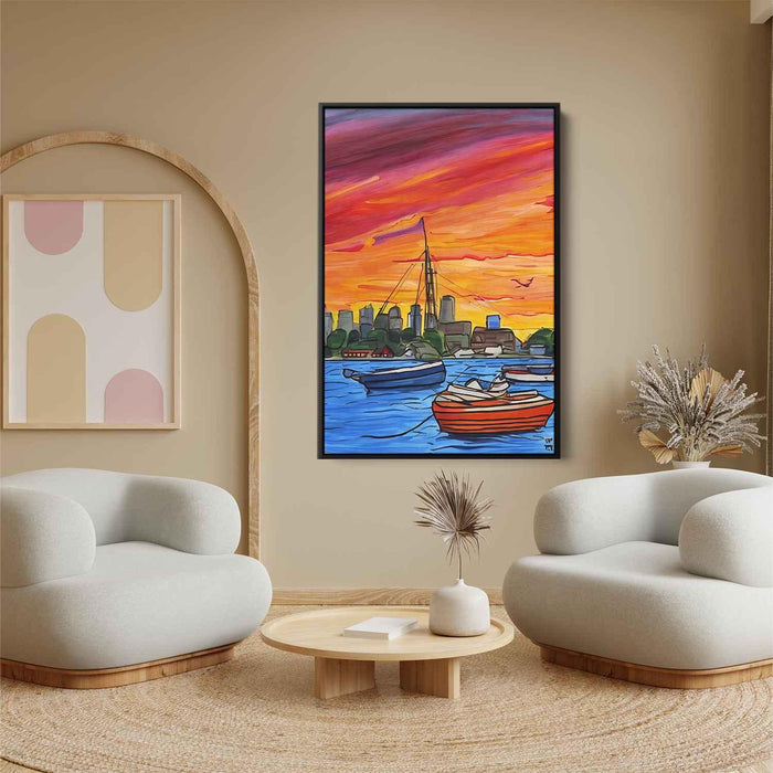 Line Art Sunset Boats #228 - Kanvah