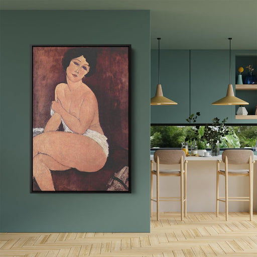 Nude seating on a sofa by Amedeo Modigliani - Canvas Artwork